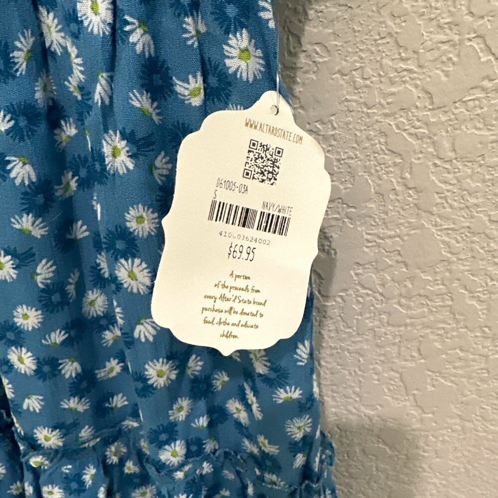 NWT Altar’d State Women's Blue Floral Cotton Mini Dress Size S - NWT—Host Pick - Picture 7 of 9